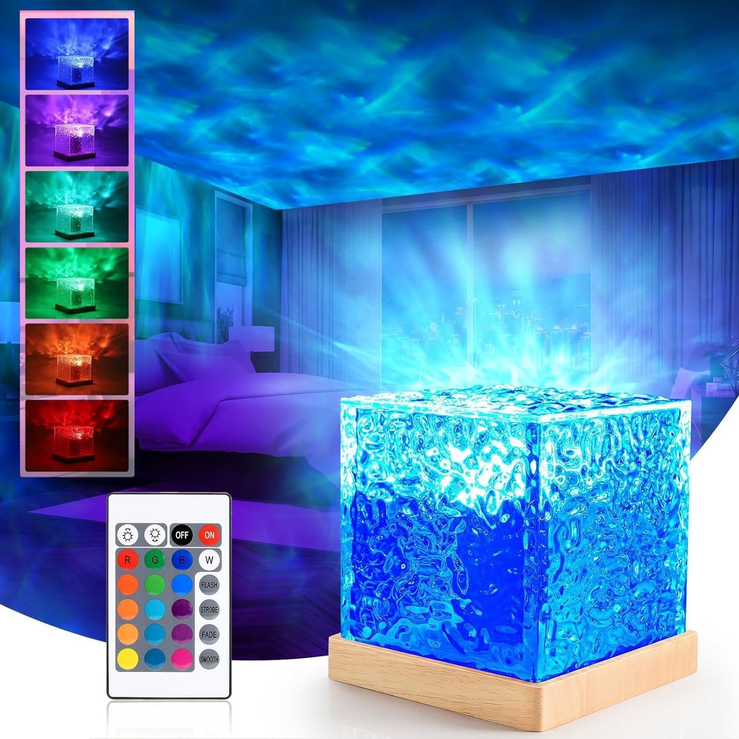 Blue ocean wave ambient projector lamp