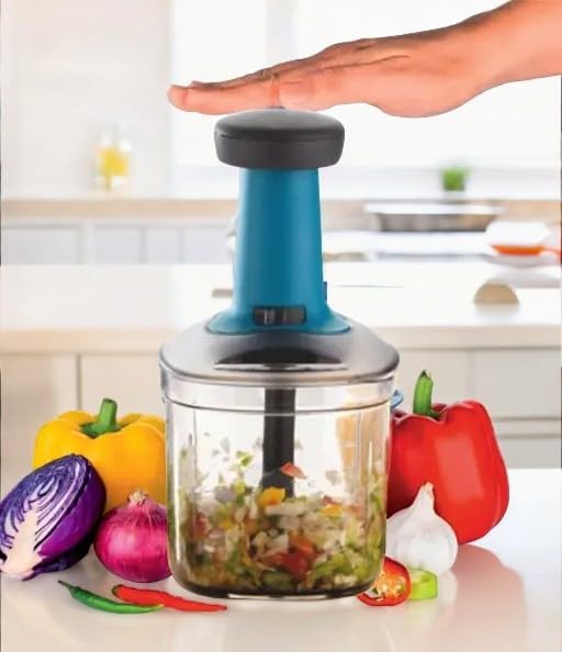 Manual hand press vegetable chopper