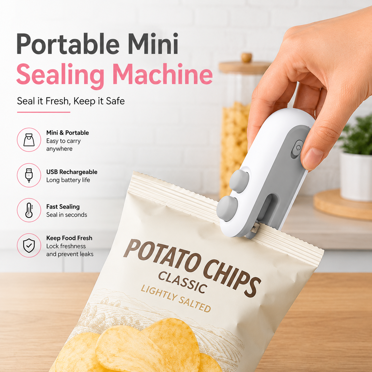 Portable mini sealing machine sealing snack bag