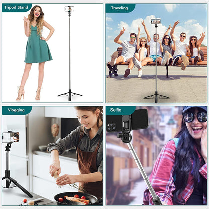Portable foldable selfie stick tripod