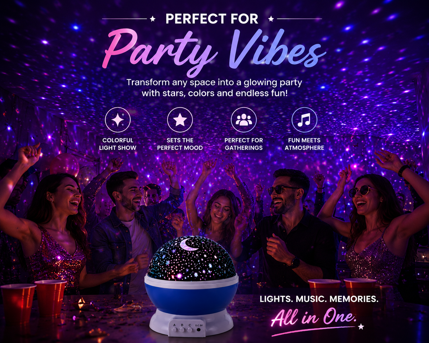 Colorful rotating projector lamp for party bedroom