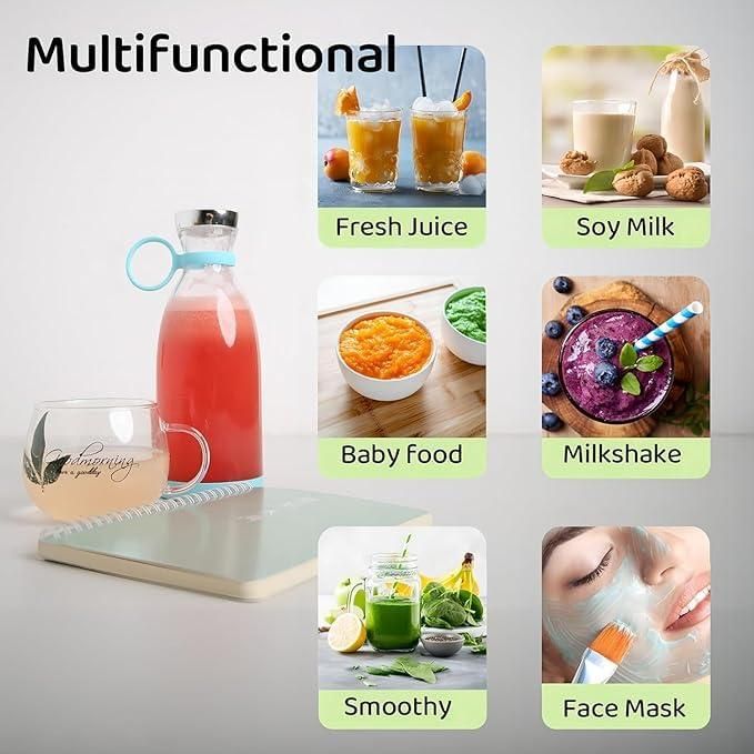 Portable smoothie blender with fresh fruits